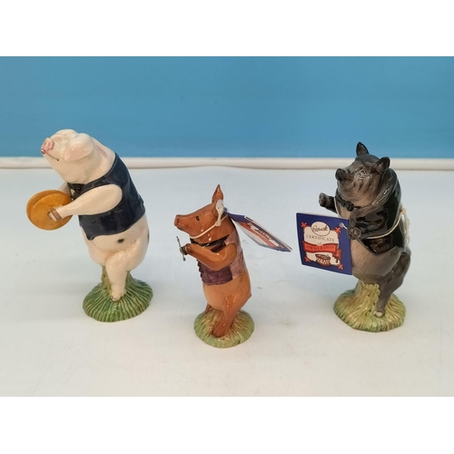 5 - 9 Piece Beswick Pig Band. All But One Boxed. Tallest 12cm.