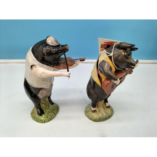 5 - 9 Piece Beswick Pig Band. All But One Boxed. Tallest 12cm.