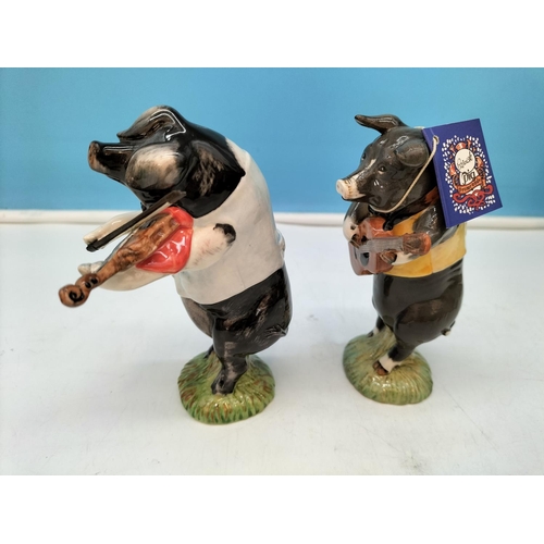 5 - 9 Piece Beswick Pig Band. All But One Boxed. Tallest 12cm.