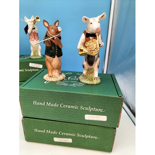 5 - 9 Piece Beswick Pig Band. All But One Boxed. Tallest 12cm.