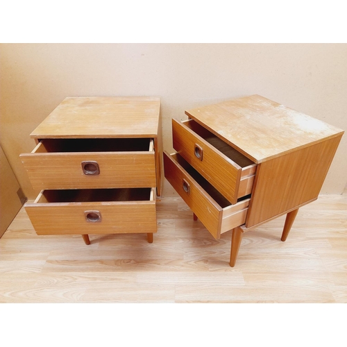 508 - Pair of 1960's/1970's Two Drawer Bedside Units. Require Restoration. 63cm High, 35cm x 39cm. Collect... 