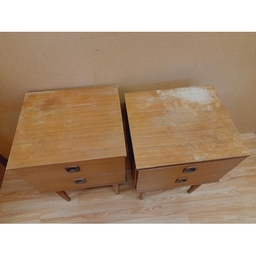 508 - Pair of 1960's/1970's Two Drawer Bedside Units. Require Restoration. 63cm High, 35cm x 39cm. Collect... 