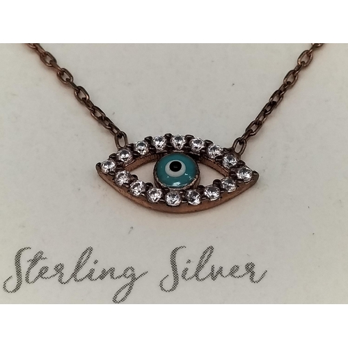 511 - Desire Sterling Silver 'All Seeing Eye' Necklace. Boxed.