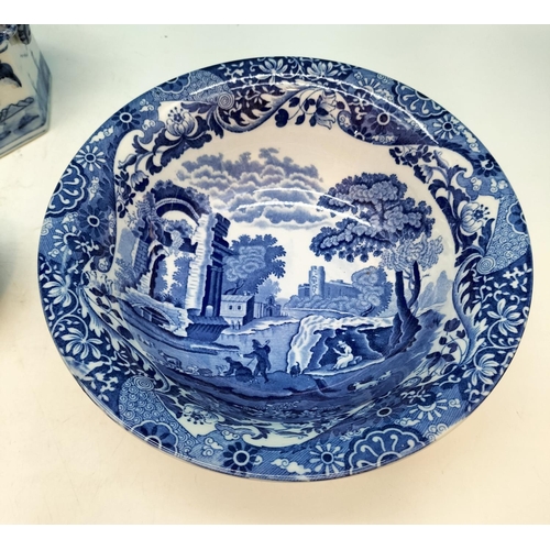 531 - Collection of Blue and White Ceramics to include Copeland Spode 'Italian Garden' Bowl, Chinese Hexag... 