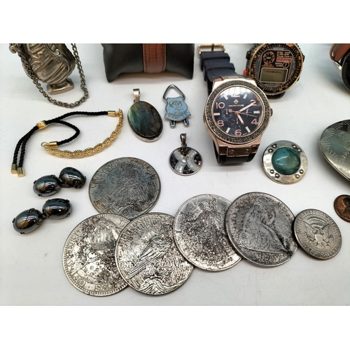 636 - Collection of Mixed Items to include Watches, Buckles, Coins, Tokens, etc