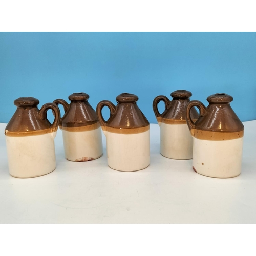 76 - Small 13cm Stoneware Style Advertising Flagons.