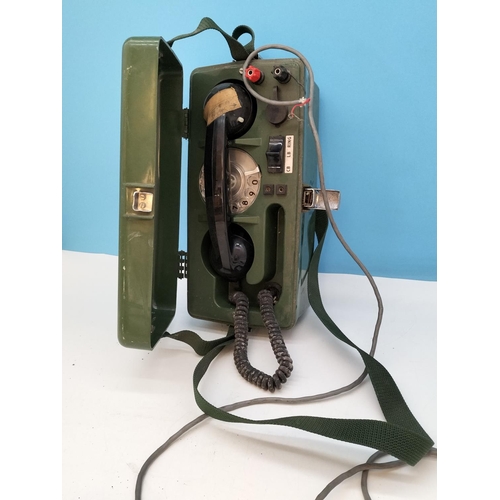 111 - British Army Linesman's Field Telephone. Box 15cm High, 31cm x 14cm.