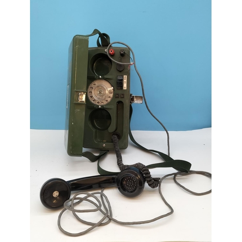 111 - British Army Linesman's Field Telephone. Box 15cm High, 31cm x 14cm.