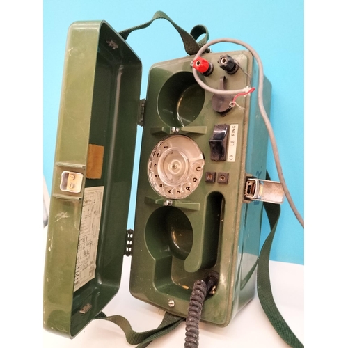 111 - British Army Linesman's Field Telephone. Box 15cm High, 31cm x 14cm.