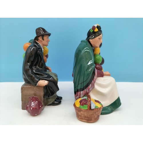 144 - Royal Doulton Figures 'The Balloon Man' HN 1954 and 'The Old Balloon Seller' HN 1315. Tallest 17cm