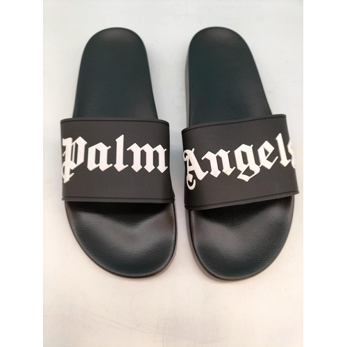 161 - New and Boxed 2 Pairs of 'Palm Angels' Black Sliders with Dust Bags. UK Size 9, EU Size 43.