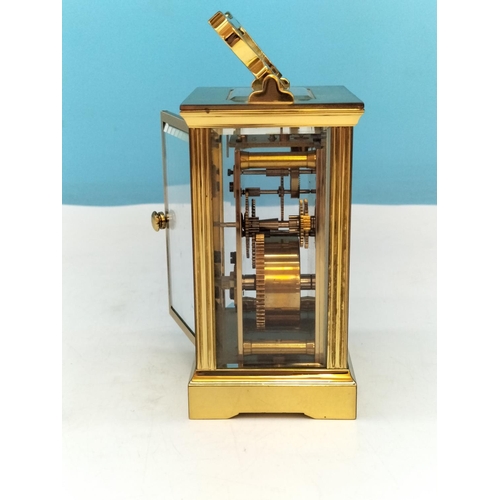 17 - Mappin & Webb Skeleton Case Wind Up Carriage Clock. 17cm Tall. Requires Service.