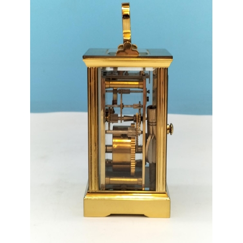 17 - Mappin & Webb Skeleton Case Wind Up Carriage Clock. 17cm Tall. Requires Service.