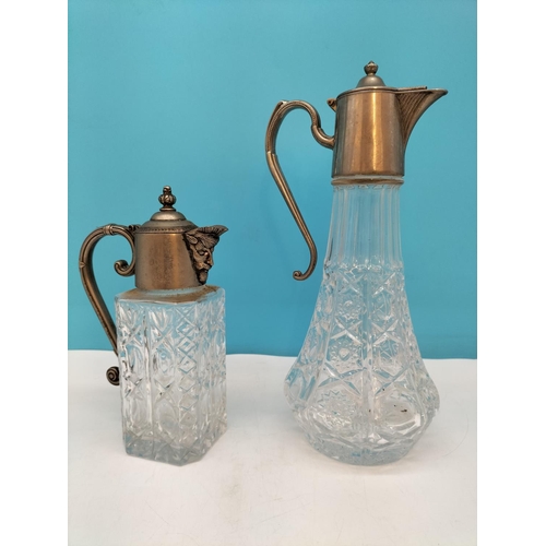 208 - Cut Glass Claret Jugs (2). Tallest 30cm.