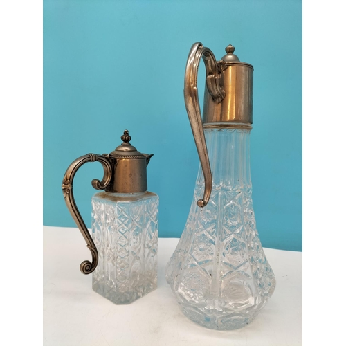 208 - Cut Glass Claret Jugs (2). Tallest 30cm.