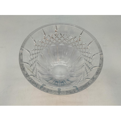 225 - Waterford Crystal Small Mantel Clock and Bowl (13cm High, 20cm Diameter).