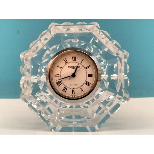 225 - Waterford Crystal Small Mantel Clock and Bowl (13cm High, 20cm Diameter).