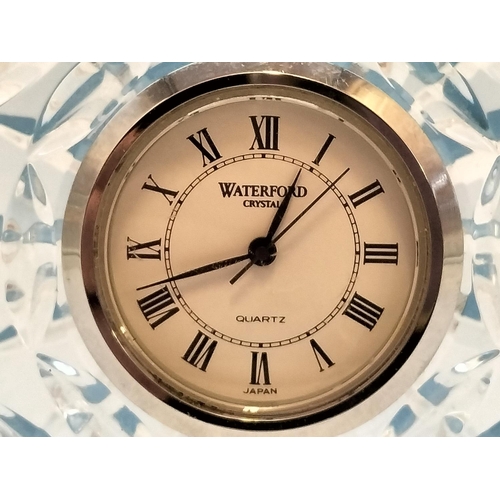 225 - Waterford Crystal Small Mantel Clock and Bowl (13cm High, 20cm Diameter).