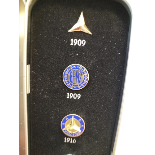 281 - Mercedes Benz History 1909-1989 Collection Classic Pin Badge Set in Tin.