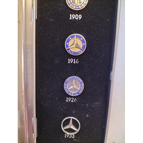 281 - Mercedes Benz History 1909-1989 Collection Classic Pin Badge Set in Tin.