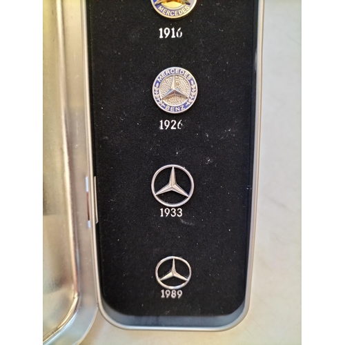 281 - Mercedes Benz History 1909-1989 Collection Classic Pin Badge Set in Tin.