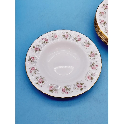 295 - Minton China 21cm Rimmed Soup Bowls (6) in the 'Spring Bouquet' Design. Seconds Quality.