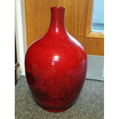 30 - Large 41.5cm Royal Doulton Flambe Baulster Vase with Japanese Landscape Scene. Shape 1624