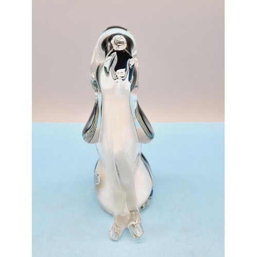 301 - Murano Glass Dog with Original Label. 16cm Tall.