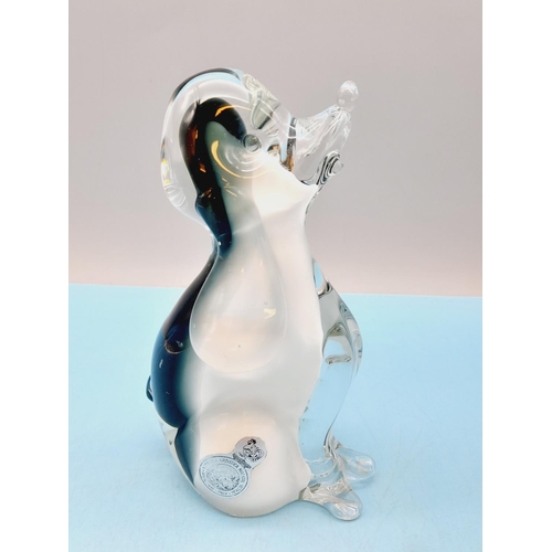 301 - Murano Glass Dog with Original Label. 16cm Tall.