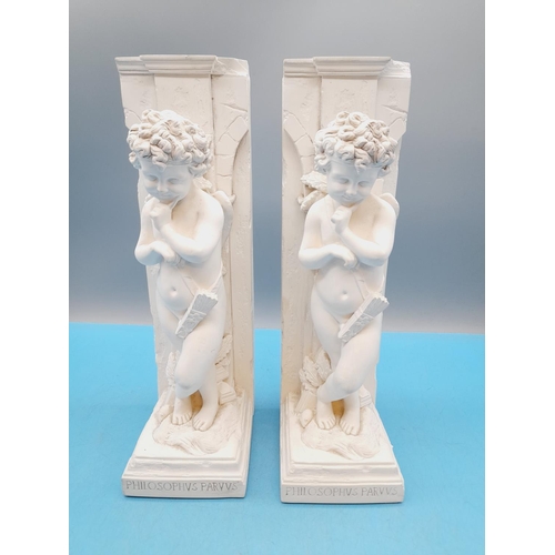 302 - Pair of Cherub Design 'Little Thinker' 29cm Bookends.