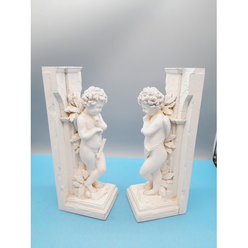 302 - Pair of Cherub Design 'Little Thinker' 29cm Bookends.