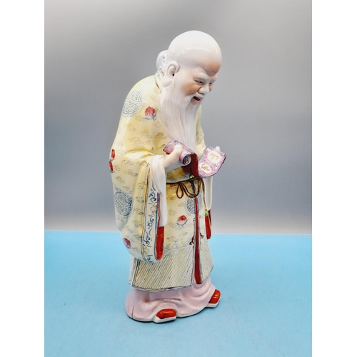 376 - Large 36cm Chinese Famille Rose Style Figure 'Long Life'.