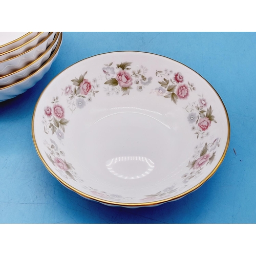 437 - Minton China 17cm Dessert Bowls (6) in the 'Spring Bouquet' Design. Seconds Quality.