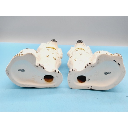 45 - Pair of 13cm Royal Doulton Hand Painted Mantel Dogs c1930-1950.