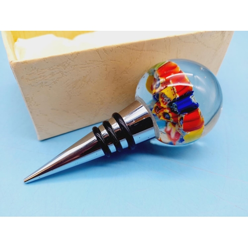 47 - Boxed Millefiori Art Glass Bottle Stopper.