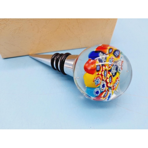 47 - Boxed Millefiori Art Glass Bottle Stopper.