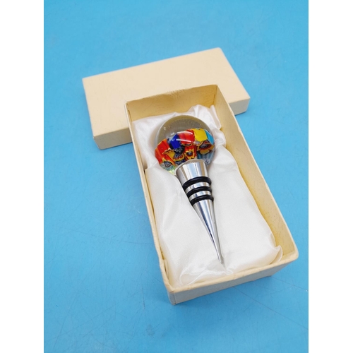 47 - Boxed Millefiori Art Glass Bottle Stopper.