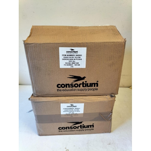 474 - 2 Boxes of 35 Sealed Consortium A4+ 96 Page Yellow School Exercise Books (70 books total)