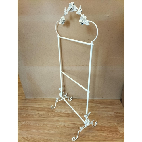 478 - Metal Freestanding Towel Rail with Butterfly and Flower Detail. 110cm High, 53cm x 32cm. Collection ... 