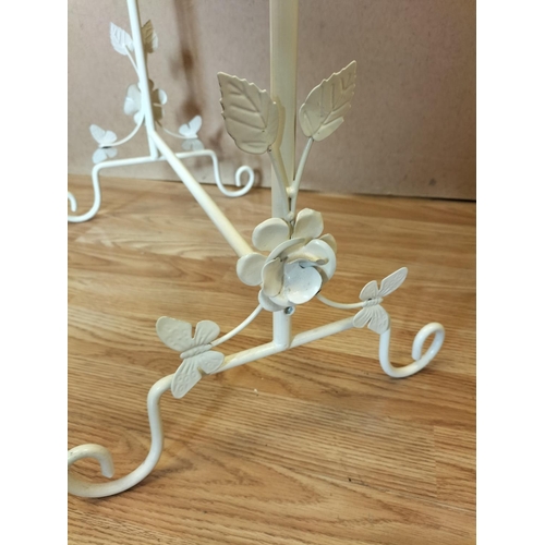 478 - Metal Freestanding Towel Rail with Butterfly and Flower Detail. 110cm High, 53cm x 32cm. Collection ... 