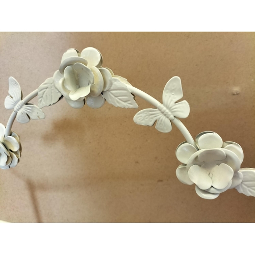 478 - Metal Freestanding Towel Rail with Butterfly and Flower Detail. 110cm High, 53cm x 32cm. Collection ... 