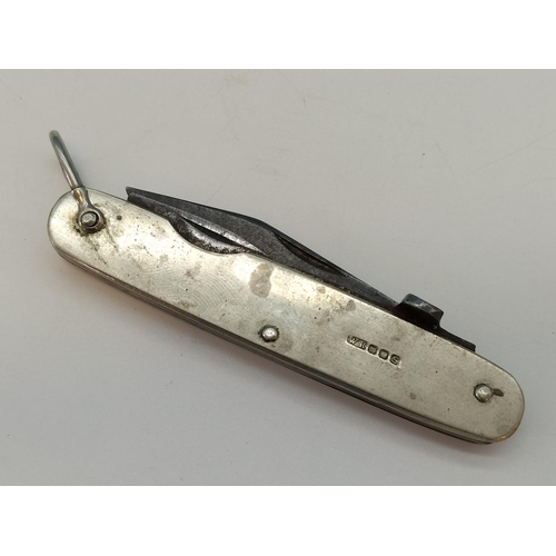 513 - Silver Plate Pen Knife. 9cm Long when Closed. Requires Clean.