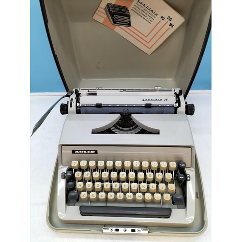 544 - Vintage 1970's Adler Gabriele 25 Portable Typewriter. Excellent Condition.