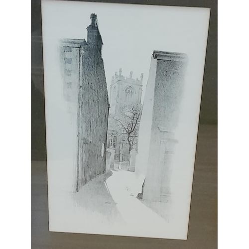 552 - Framed and Mounted Print of Wilmslow Church by William Geldart. 50cm x 32cm.