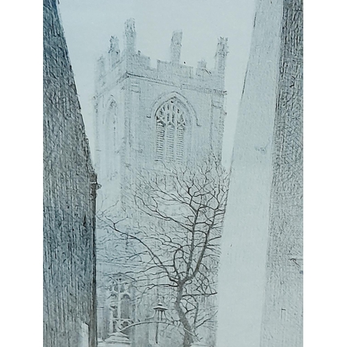 552 - Framed and Mounted Print of Wilmslow Church by William Geldart. 50cm x 32cm.