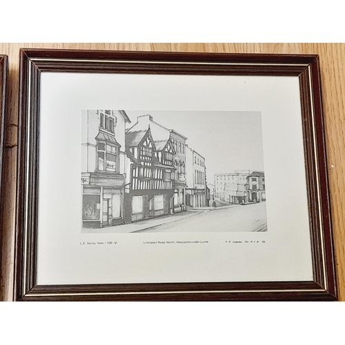 557 - Set of 4 Limited Edition Framed Scenes of Newcastle-Under-Lyme by A.A.Warren. 28cm x 22cm.