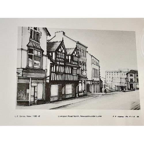 557 - Set of 4 Limited Edition Framed Scenes of Newcastle-Under-Lyme by A.A.Warren. 28cm x 22cm.