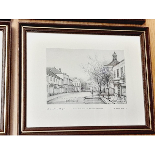 557 - Set of 4 Limited Edition Framed Scenes of Newcastle-Under-Lyme by A.A.Warren. 28cm x 22cm.