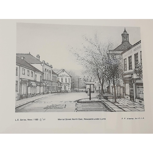 557 - Set of 4 Limited Edition Framed Scenes of Newcastle-Under-Lyme by A.A.Warren. 28cm x 22cm.