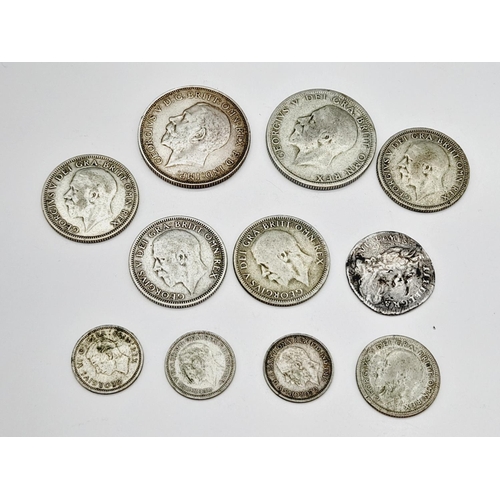 59 - Quantity of British Silver Coins to include George III Silver Shilling (Worn). Total Weight 54.3 Gra... 